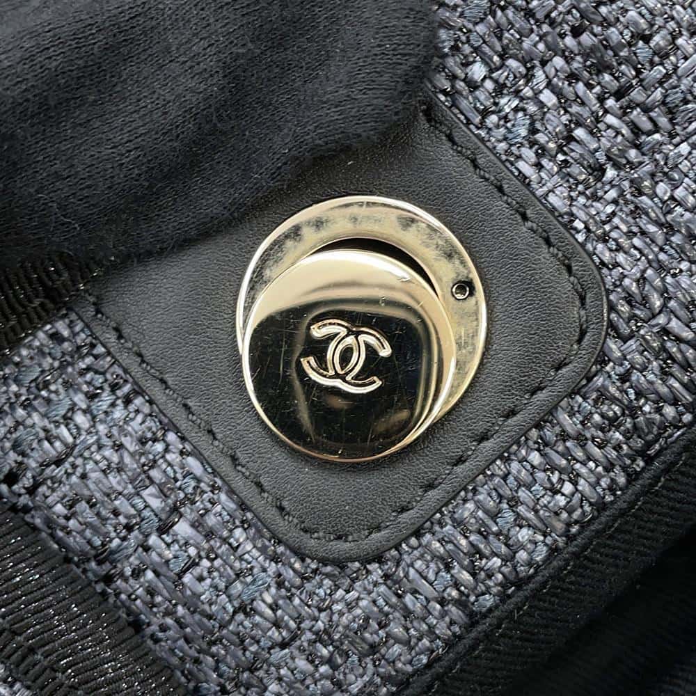 CHANEL Deauville ChainTote Bag GrayA67001 Raffia Leather Size MM