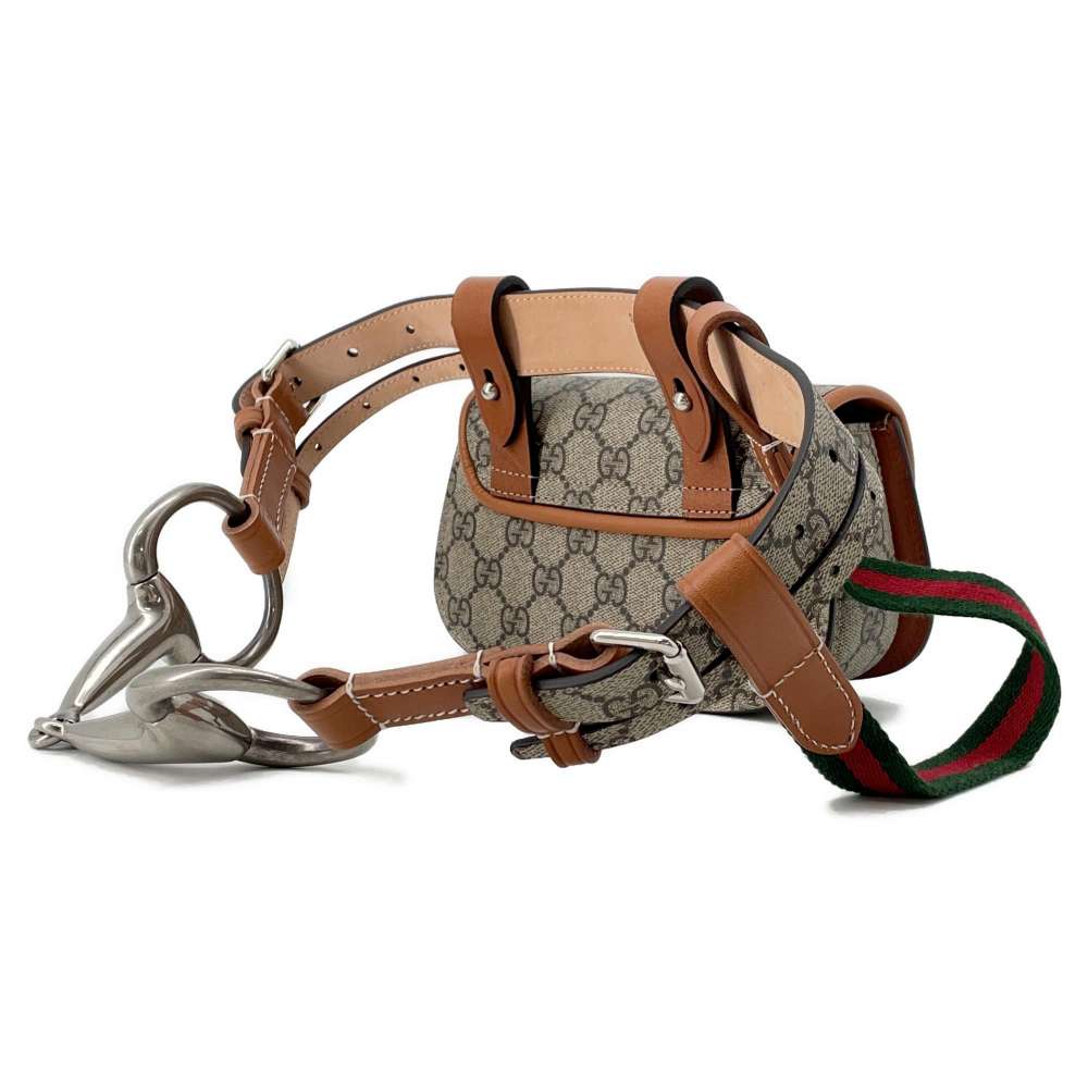 GUCCI GG Supreme Bamboo1947 Belt Bag Beige/Brown681137 PVC Leather Size Mini