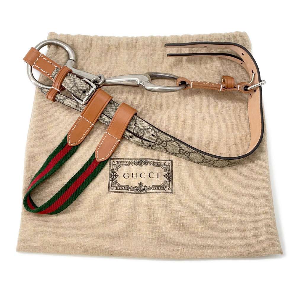 GUCCI GG Supreme Bamboo1947 Belt Bag Beige/Brown681137 PVC Leather Size Mini