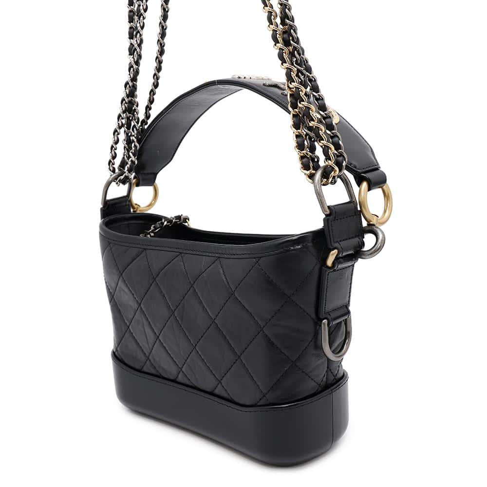 CHANEL Gabriel de CHANEL Hobo Bag with logo handle BlackAS0865 Calf Leather Size Small