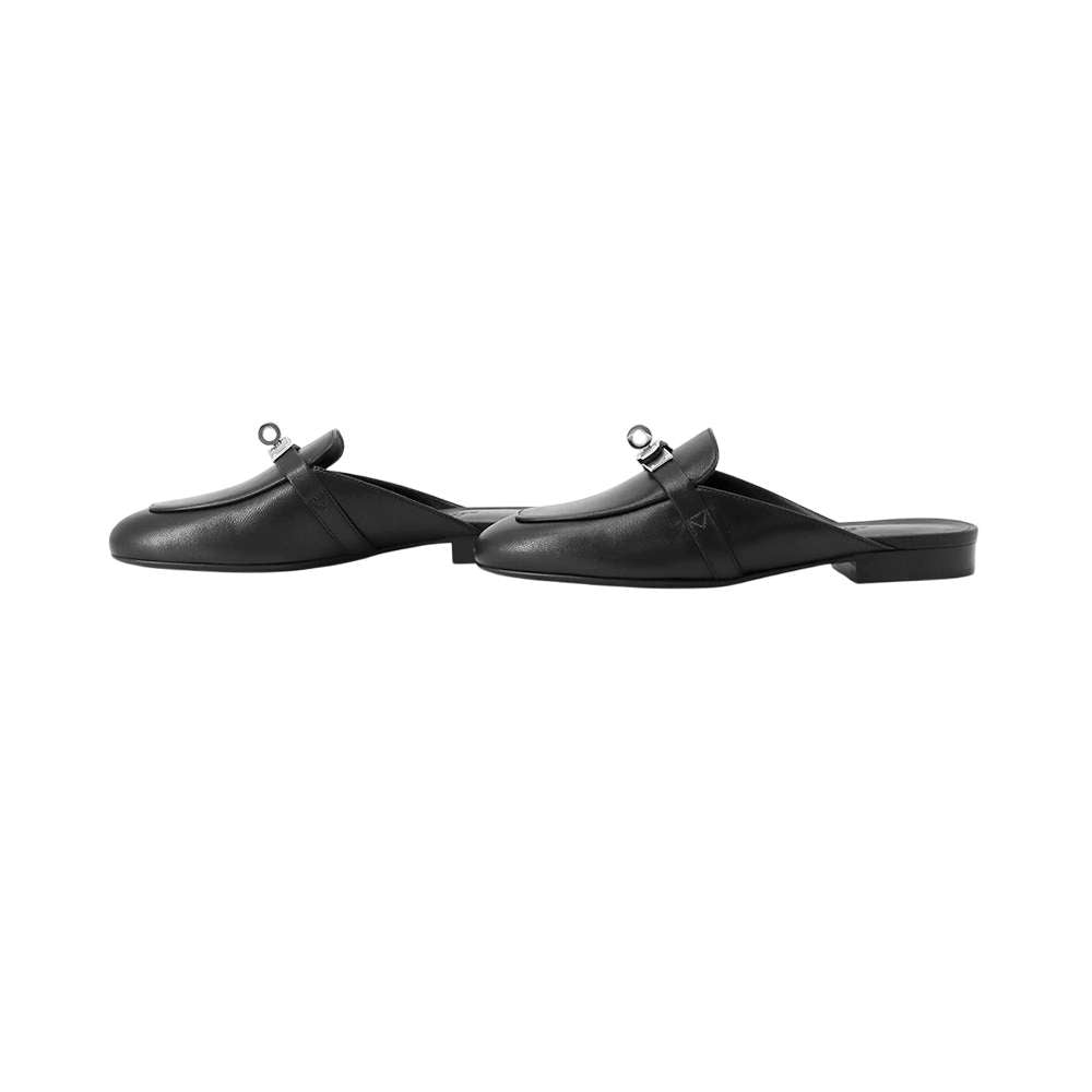 HERMES Oz Mule Black Leather Size 34H 1/2