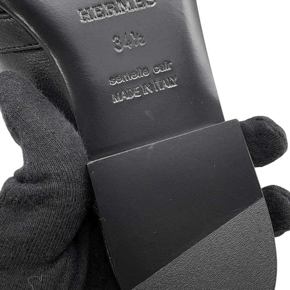 HERMES Oz Mule Black Leather Size 34H 1/2
