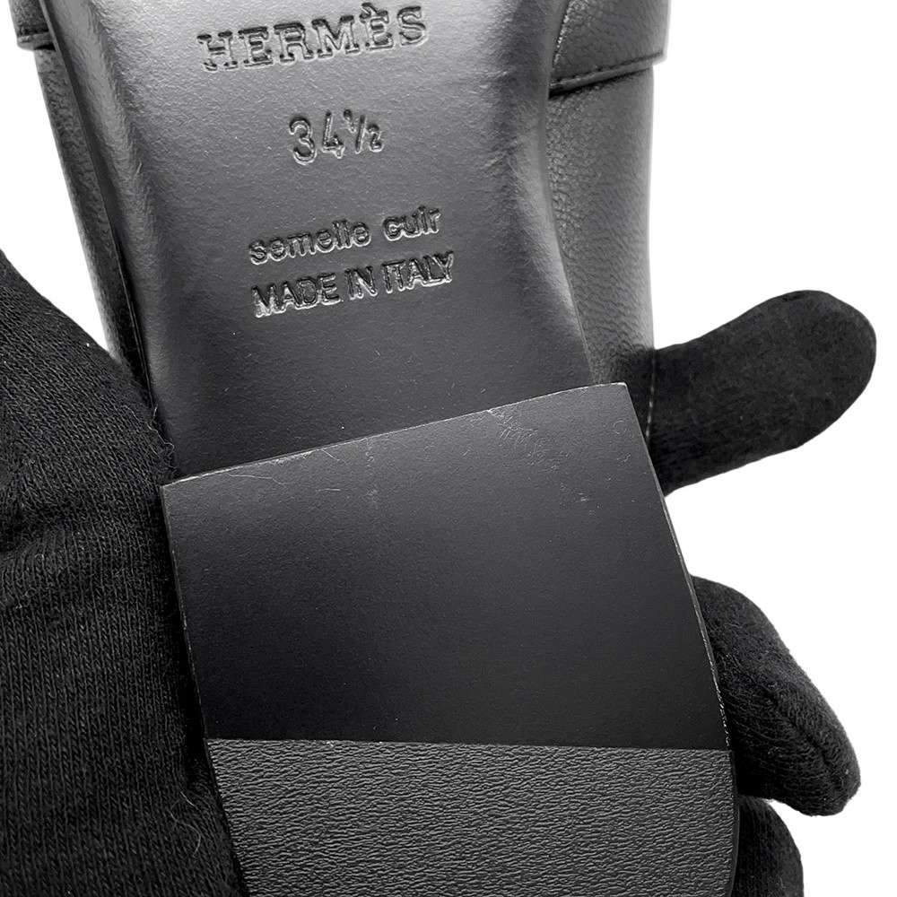 HERMES Oz Mule Black Leather Size 34H 1/2