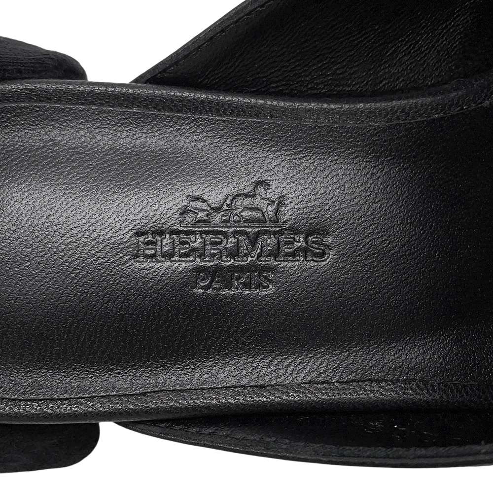 HERMES Oz Mule Black Leather Size 34H 1/2