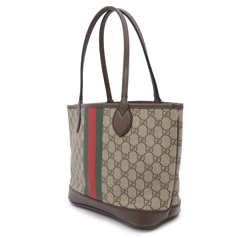 GUCCI Ophidia Tote Bag Beige/Brown726762 GG SupremeCanvas Leather Size Small