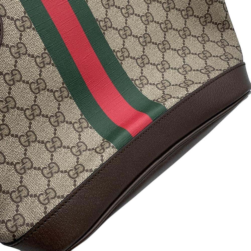 GUCCI Ophidia Tote Bag Beige/Brown726762 GG SupremeCanvas Leather Size Small