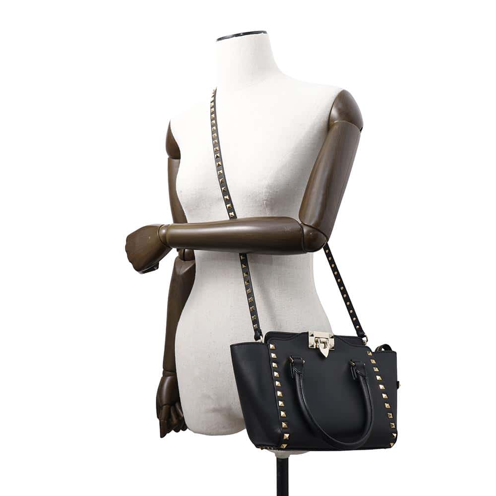 Valentino Garavani Studded 2WAYBag Black Leather
