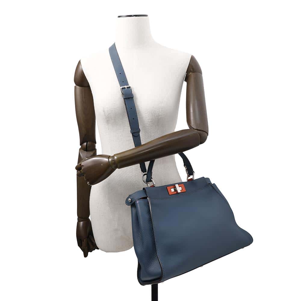 FENDI Peekaboo 2WAYBag Dark Blue8BN290 Leather Size regular