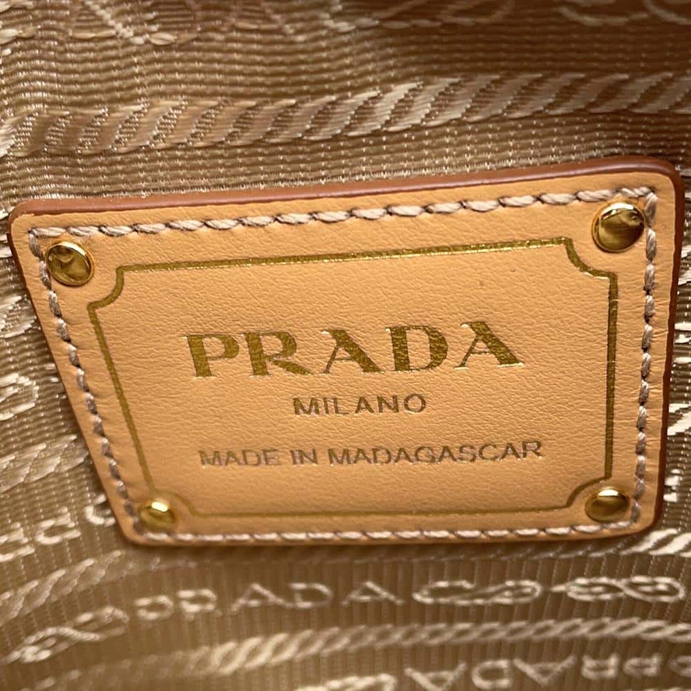 PRADA Arke Crochet Shoulder Natural/Brown1BC194 Viscose Leather
