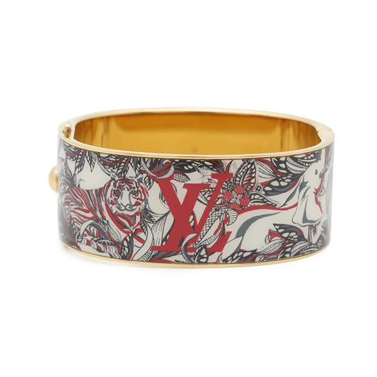 LOUIS VUITTON Confidential GM Bangle Size S White/Black/RedM67419 Enamel Metal