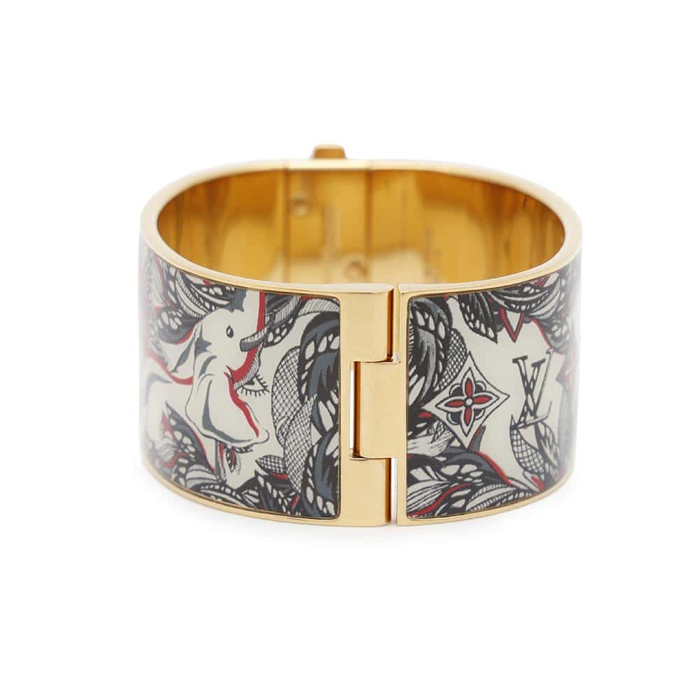 LOUIS VUITTON Confidential GM Bangle Size S White/Black/RedM67419 Enamel Metal