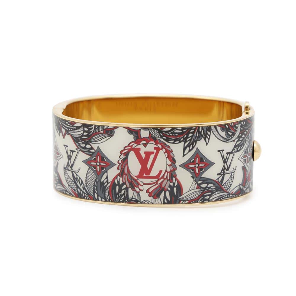 LOUIS VUITTON Confidential GM Bangle Size S White/Black/RedM67419 Enamel Metal