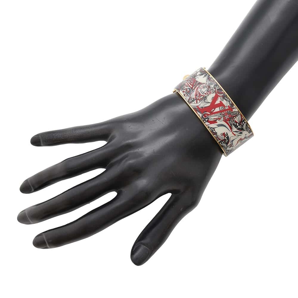 LOUIS VUITTON Confidential GM Bangle Size S White/Black/RedM67419 Enamel Metal