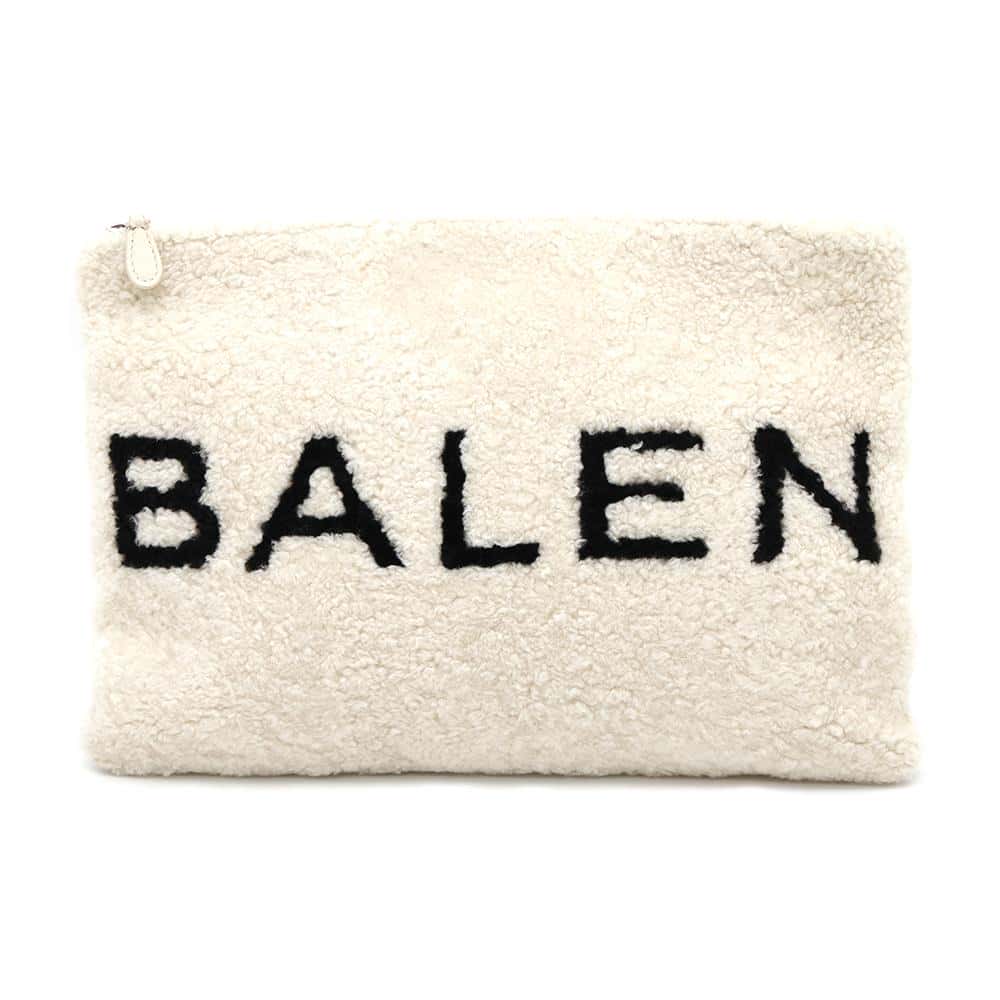 BALENCIAGA Shearling Clutch Bag White/Black492681 Mouton