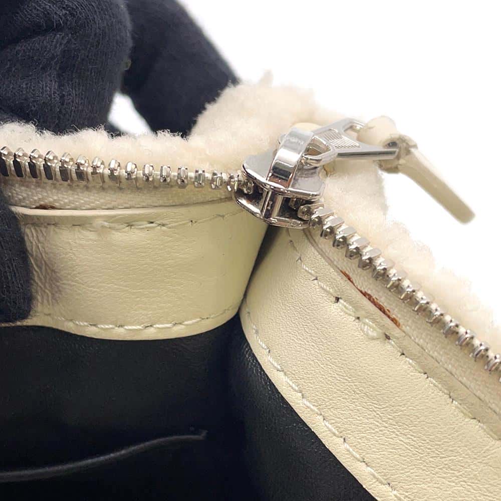 BALENCIAGA Shearling Clutch Bag White/Black492681 Mouton