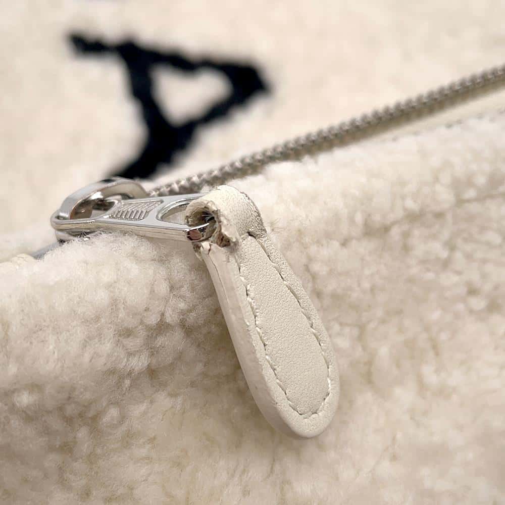 BALENCIAGA Shearling Clutch Bag White/Black492681 Mouton