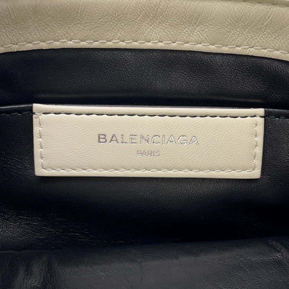BALENCIAGA Shearling Clutch Bag White/Black492681 Mouton
