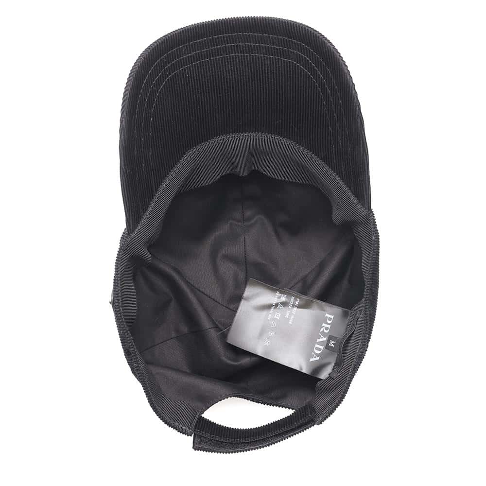 PRADA Corduroy cap Size M Black2HC274 Cotton100%