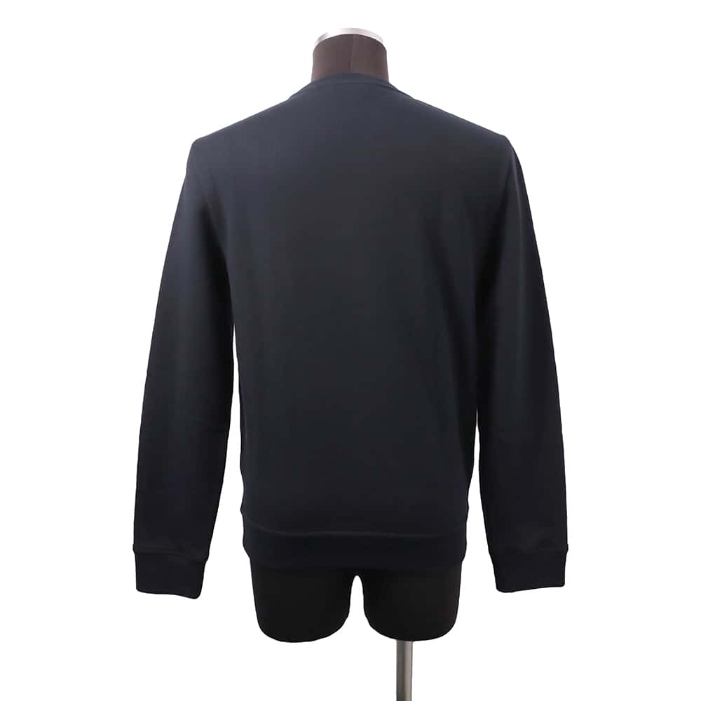 HERMES Round neck Knitted Fabric Leather patch "Metalli au Carré" Size XS Marine Cotton100%