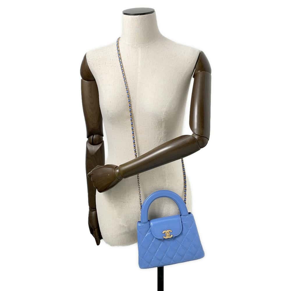 CHANEL Matelasse Mini Shopping Bag 2way Bag Light BlueAS4416 Shiny Calf Leather Size Mini