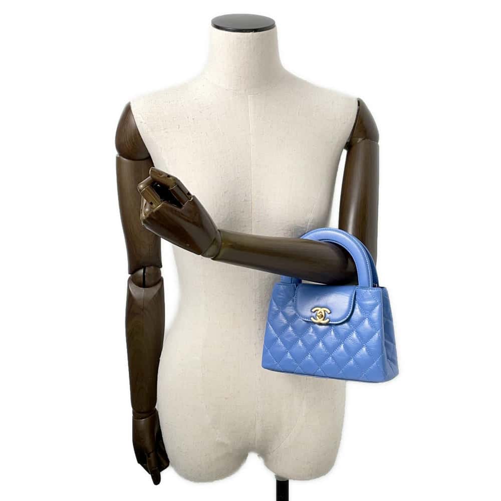 CHANEL Matelasse Mini Shopping Bag 2way Bag Light BlueAS4416 Shiny Calf Leather Size Mini