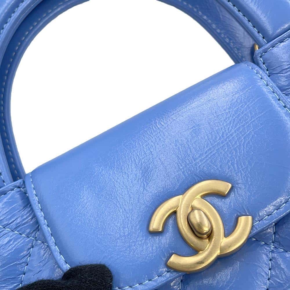 CHANEL Matelasse Mini Shopping Bag 2way Bag Light BlueAS4416 Shiny Calf Leather Size Mini