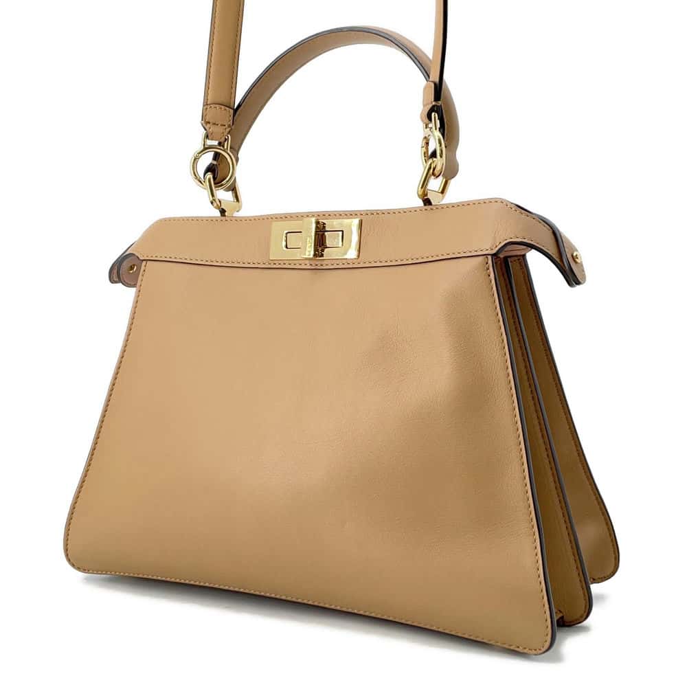 FENDI Peekaboo Icy You Brown8BN321 Leather Size Medium