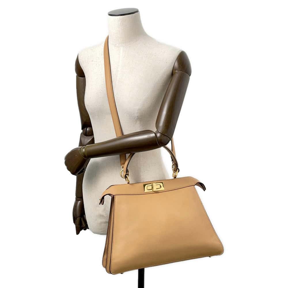 FENDI Peekaboo Icy You Brown8BN321 Leather Size Medium