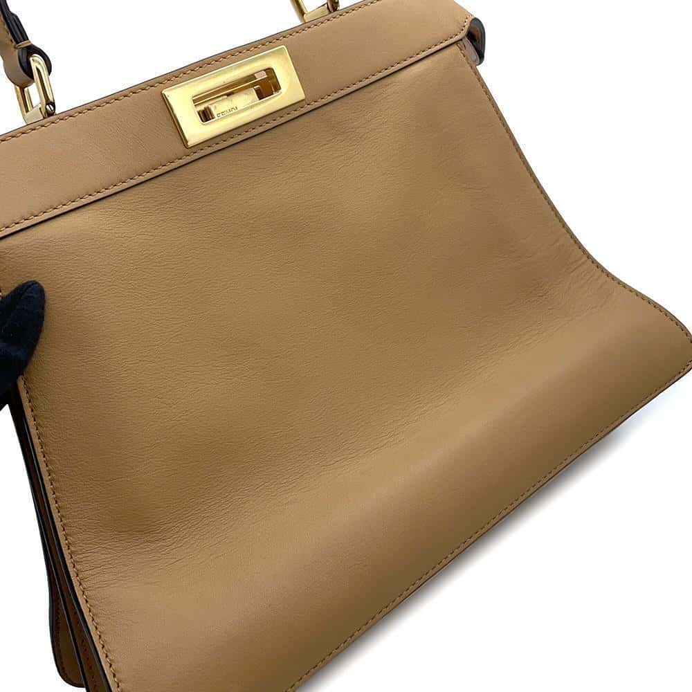 FENDI Peekaboo Icy You Brown8BN321 Leather Size Medium