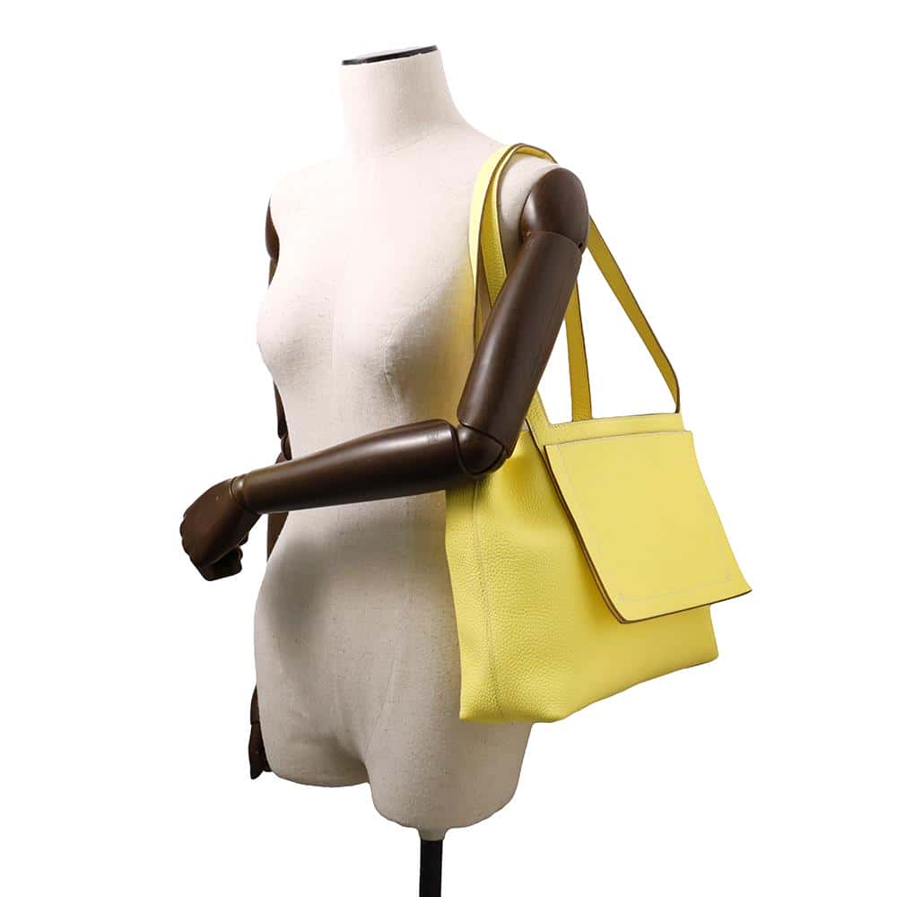 HERMES Cabas Sellier Limoncello Taurillon Clemence Size 31