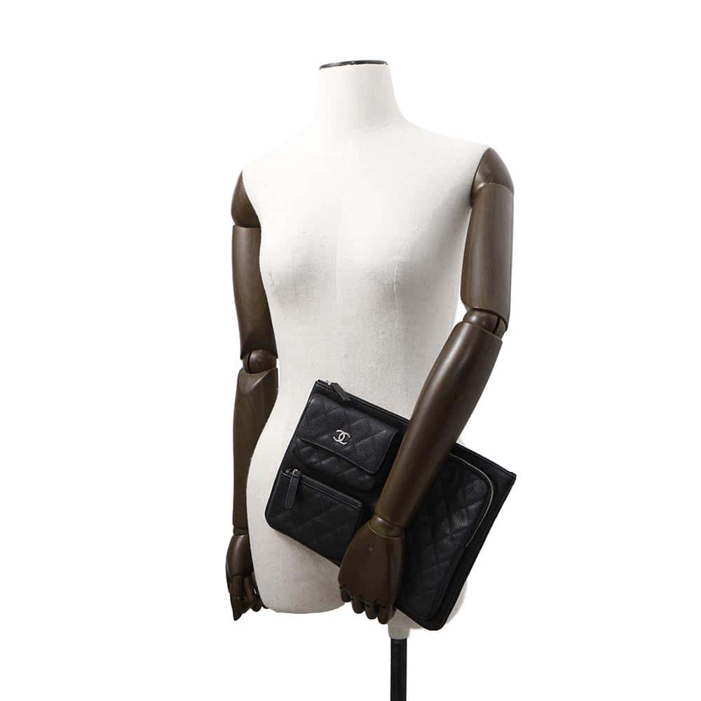 CHANEL Multi-pocket business bag Black Caviar Leather