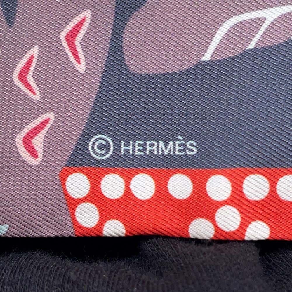 HERMES Twilly Fantaisie d'Etriers Fantasy of armor Anthracite/Corail Silk100%