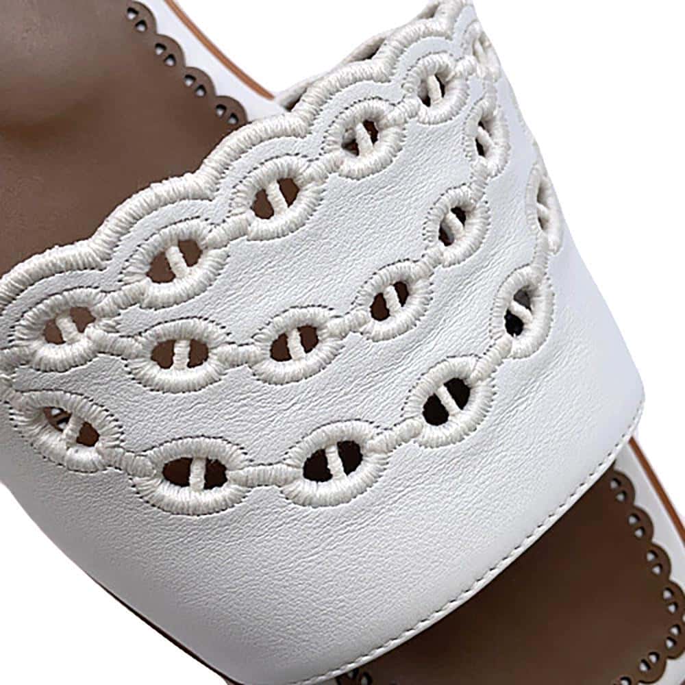 HERMES Frog Sandals White/Brown Leather Size 38 1/2