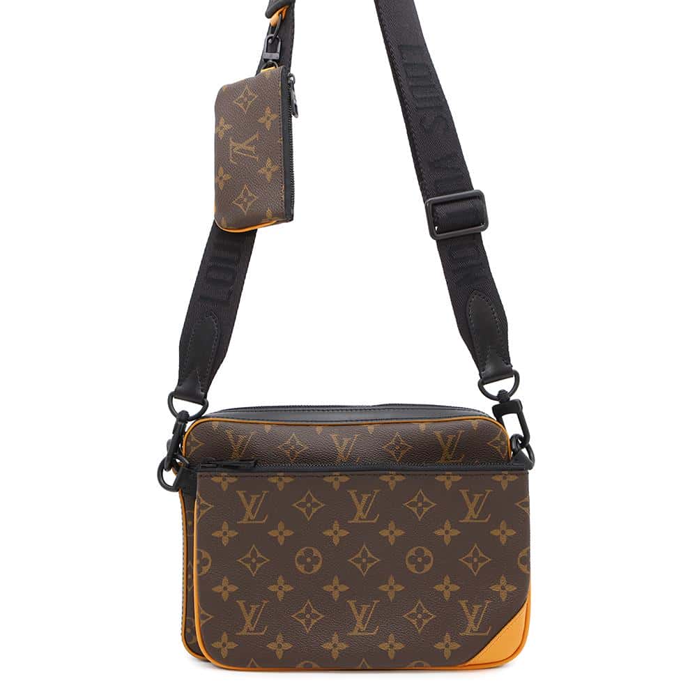 LOUIS VUITTON Trio Messenger Brown/Orange/BlackM46694 Monogram Macassar Canvas
