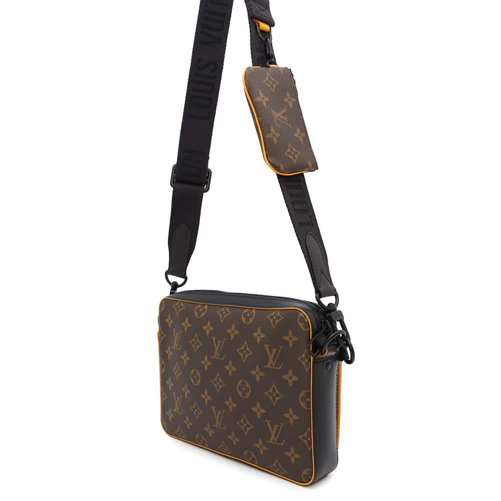 LOUIS VUITTON Trio Messenger Brown/Orange/BlackM46694 Monogram Macassar Canvas