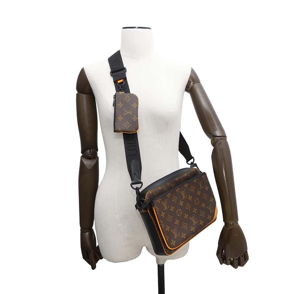 LOUIS VUITTON Trio Messenger Brown/Orange/BlackM46694 Monogram Macassar Canvas