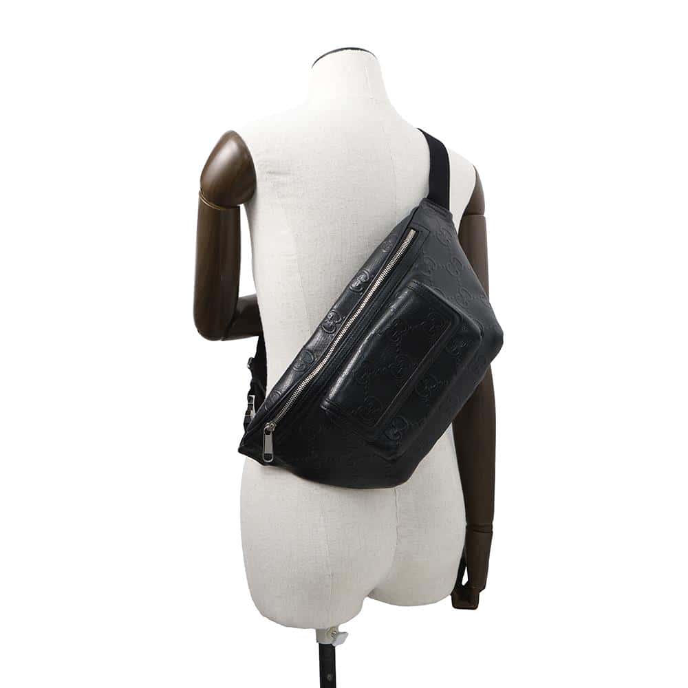 GUCCI GG embossed crossbody bag Black645093 Leather