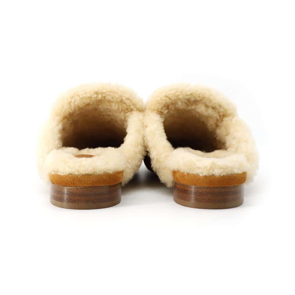 HERMES Oz Mule Natural/Ecru Chevre Velour Sheepskin Size 36