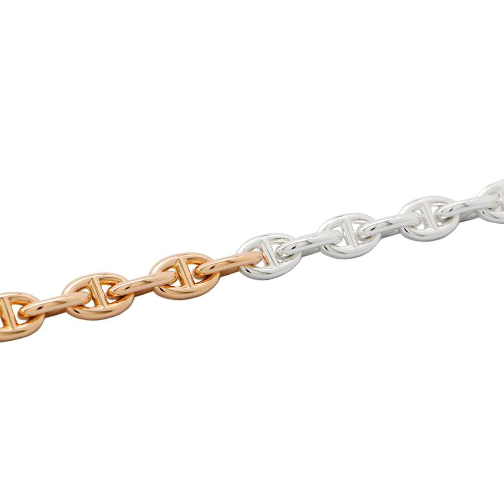 HERMES Chaine d'Ancre Double Tour Bracelet 37 links Size PM SV925 K18PG