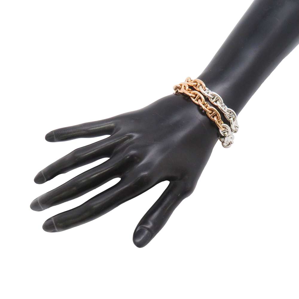 HERMES Chaine d'Ancre Double Tour Bracelet 37 links Size PM SV925 K18PG