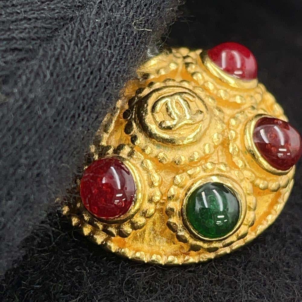 CHANEL Gripoa Button Jacket Size 38 BlackP08277 Wool 100%
