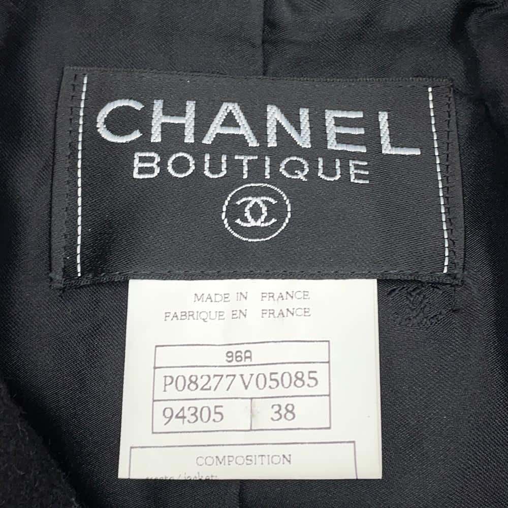 CHANEL Gripoa Button Jacket Size 38 BlackP08277 Wool 100%