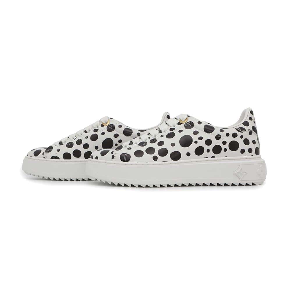LOUIS VUITTON Yayoi Kusama Collaboration Time Out Sneakers White/Black1AB9V5 Leather
