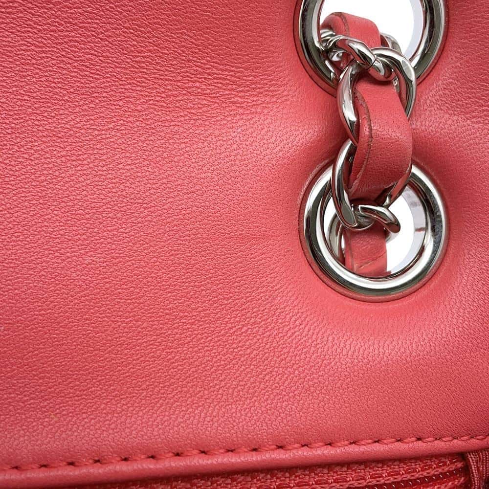 CHANEL Patchwork Single Flap ChainShoulder Bag Red/PinkA65468 Tweed Patent Leather Leather Fabric Size 25