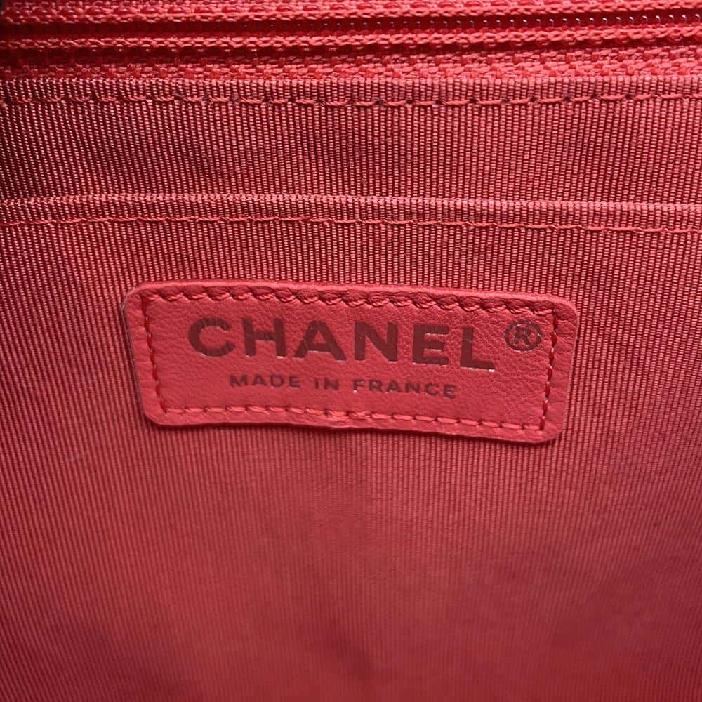 CHANEL Patchwork Single Flap ChainShoulder Bag Red/PinkA65468 Tweed Patent Leather Leather Fabric Size 25