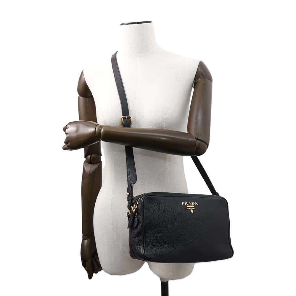 PRADA Shoulder Bag Black1BH079 Leather