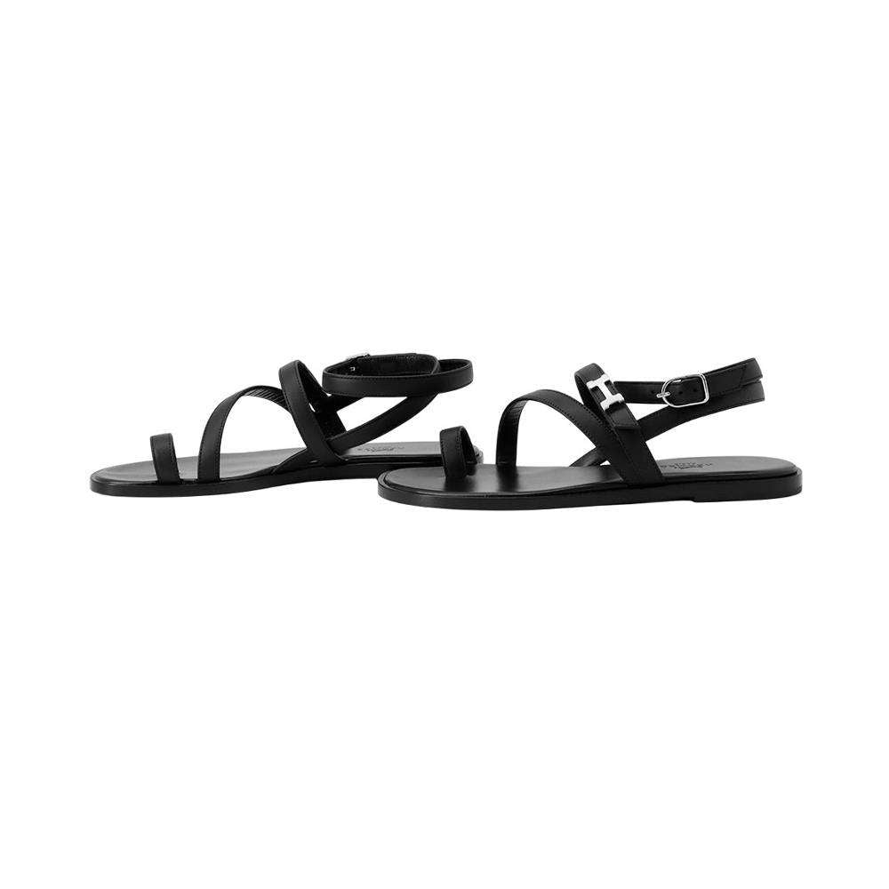 HERMES Harmony Sandals Black Calf Leather Size 35