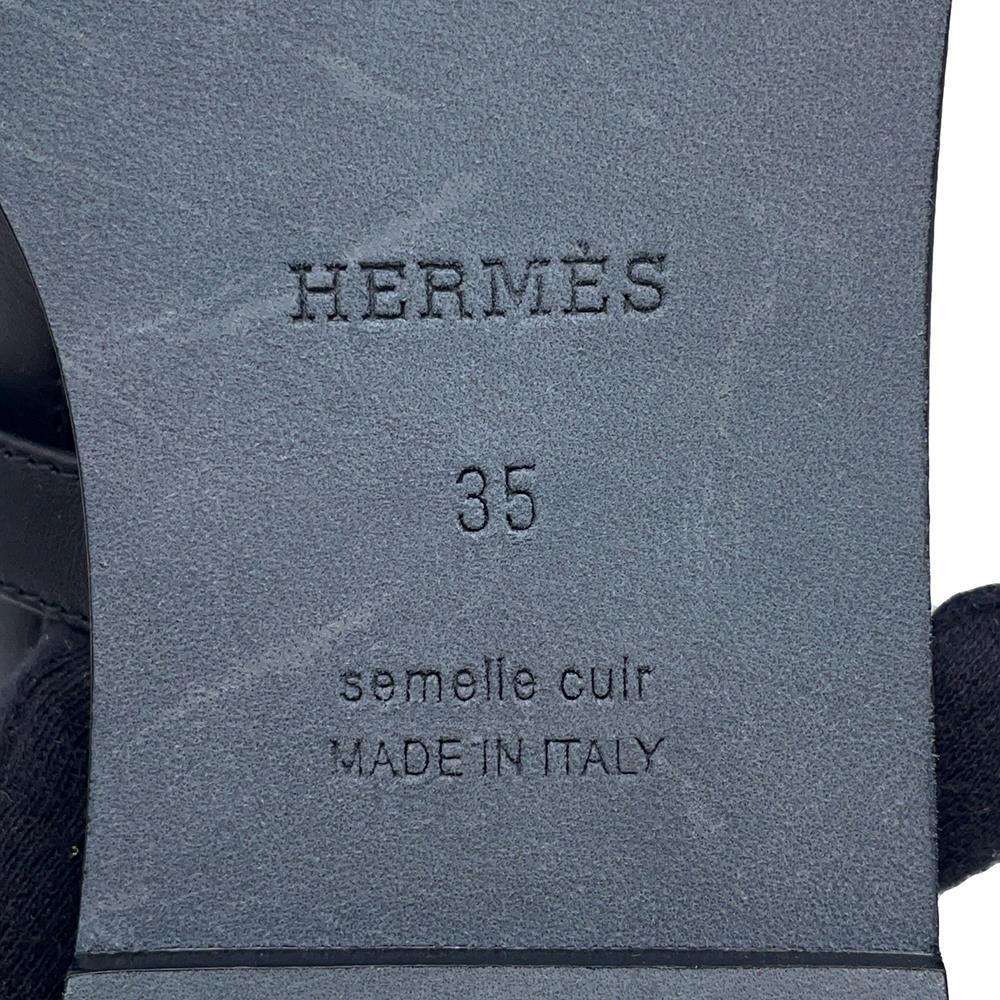 HERMES Harmony Sandals Black Calf Leather Size 35