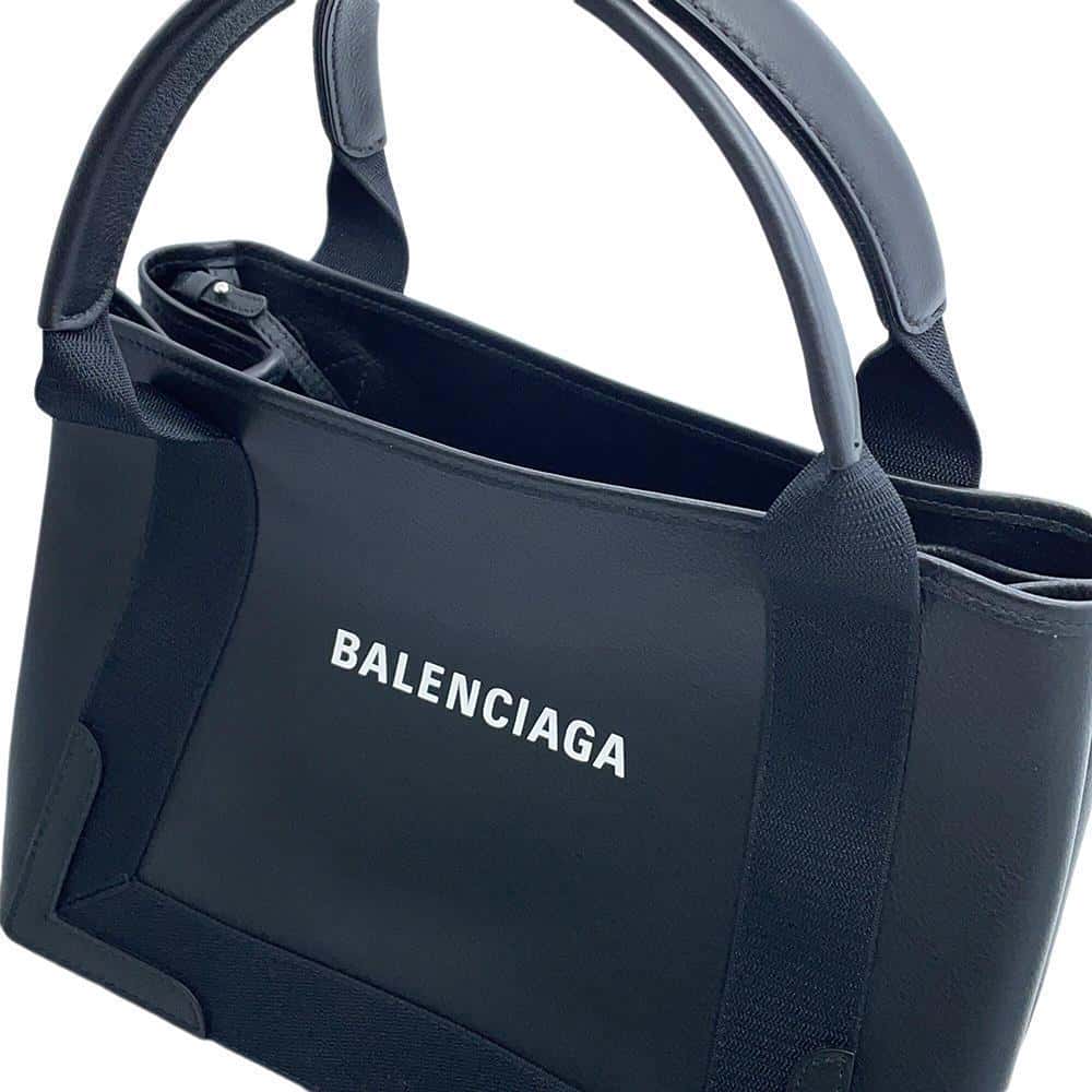 BALENCIAGA Navy Kabas Black339933 Leather Size S