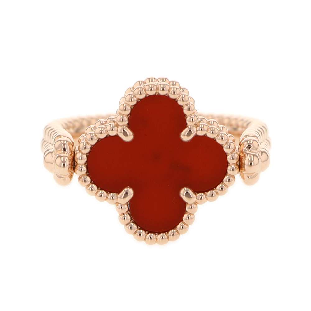Van Cleef & Arpels Vintage Alhambra Reversible Ring Size 54/#14VCARP7U554/VCARP7U500 18K Pink Gold